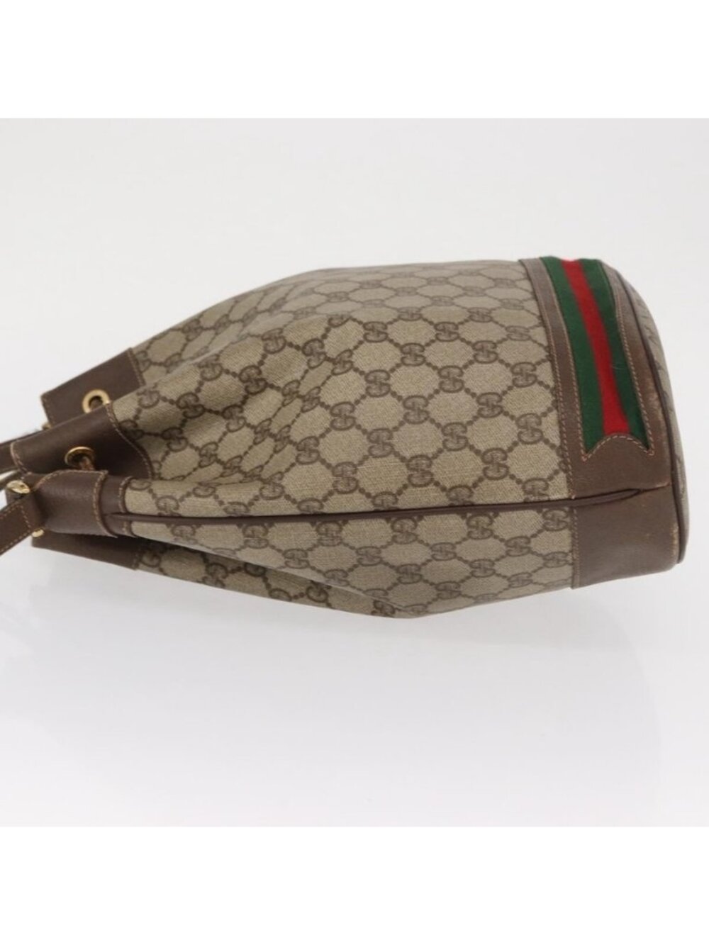 Authentic GUCCI GG Supreme Web Sherry Line Bag PVC Beige Gold 164 02 085 - Picture 12 of 16